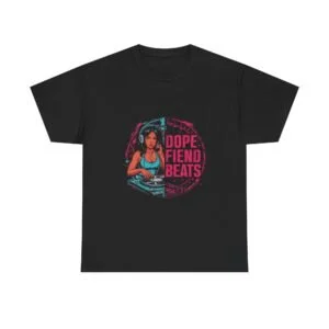 Dope Fiend Beats T-Shirt — Retro DJ Graphic Tee for Music Producers & Hip-Hop Fans