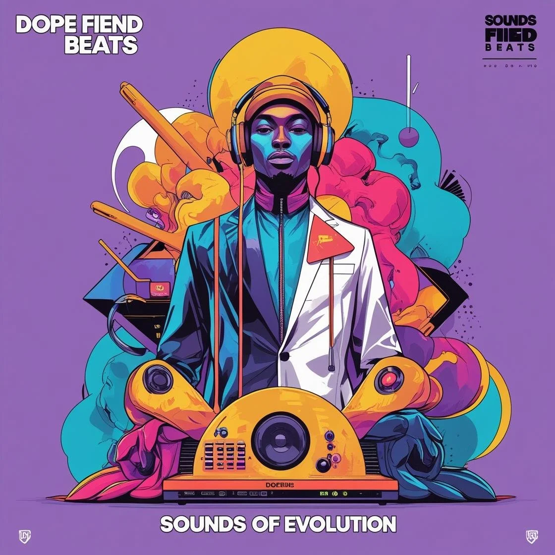 Create A Modern Album Cover With A Contemporary Feel That Features The Music Brand DOPE FIEND BEATS Sounds Of Evolution With Good Vibes Urban Appeal. Music Theme. 3