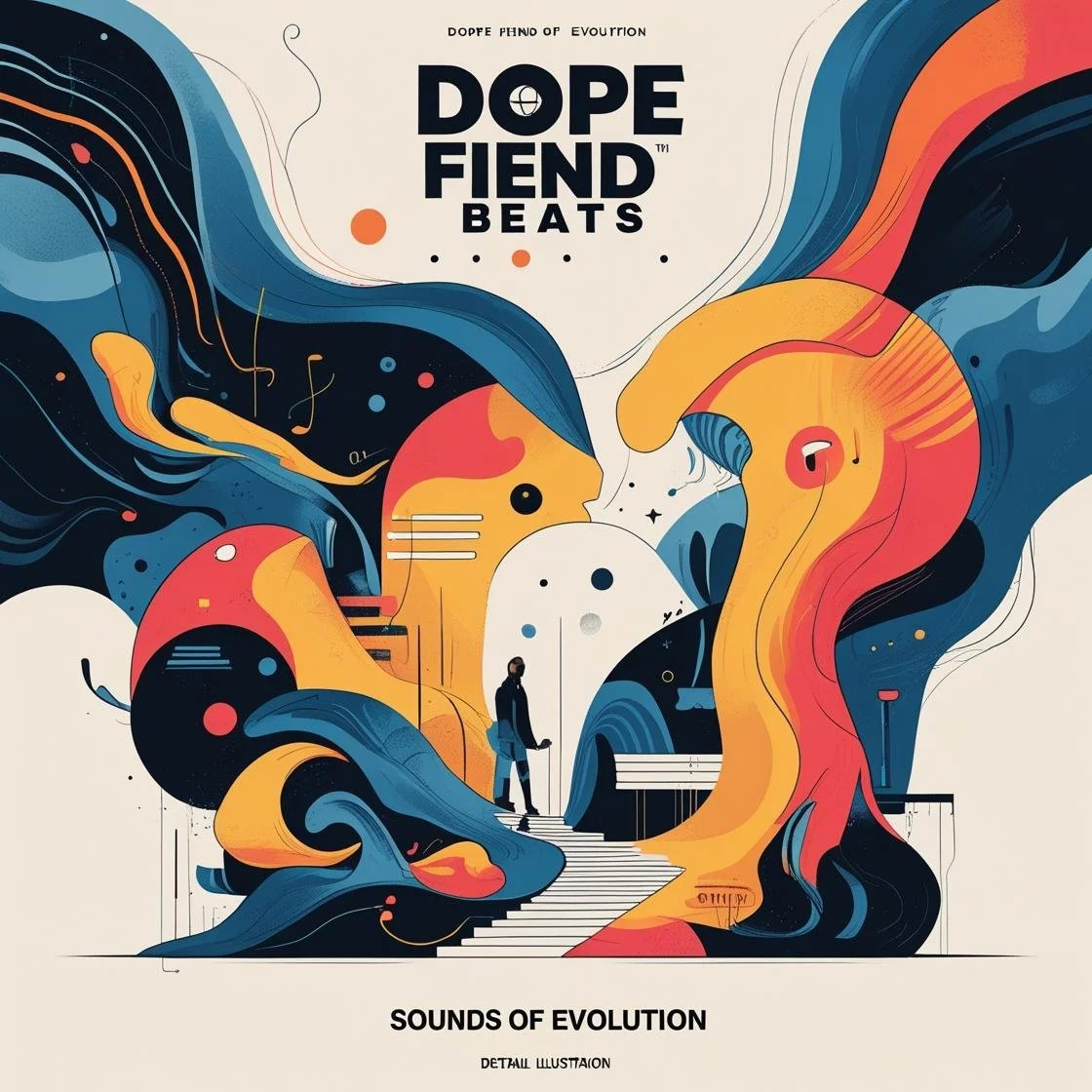 Create A Modern Album Cover With A Contemporary Jazz Feel That Features The Music Brand DOPE FIEND BEATS Sounds Of Evolution With Good Vibes Urban Appeal. Music Theme. 4